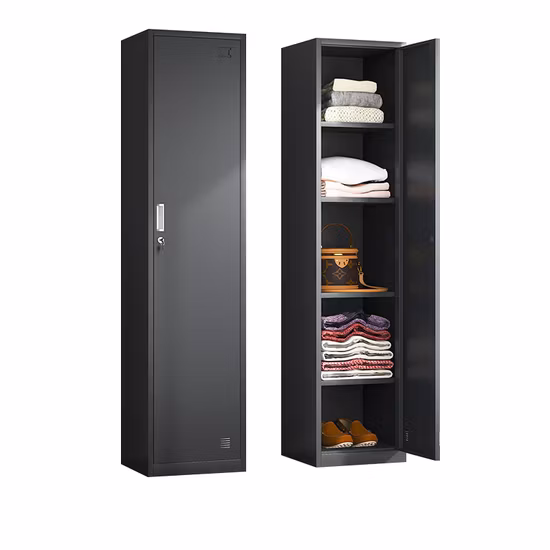 Armario de almacenamiento de tela con cerradura para gimnasio, caja de guardarropa de metal escolar de 4 niveles